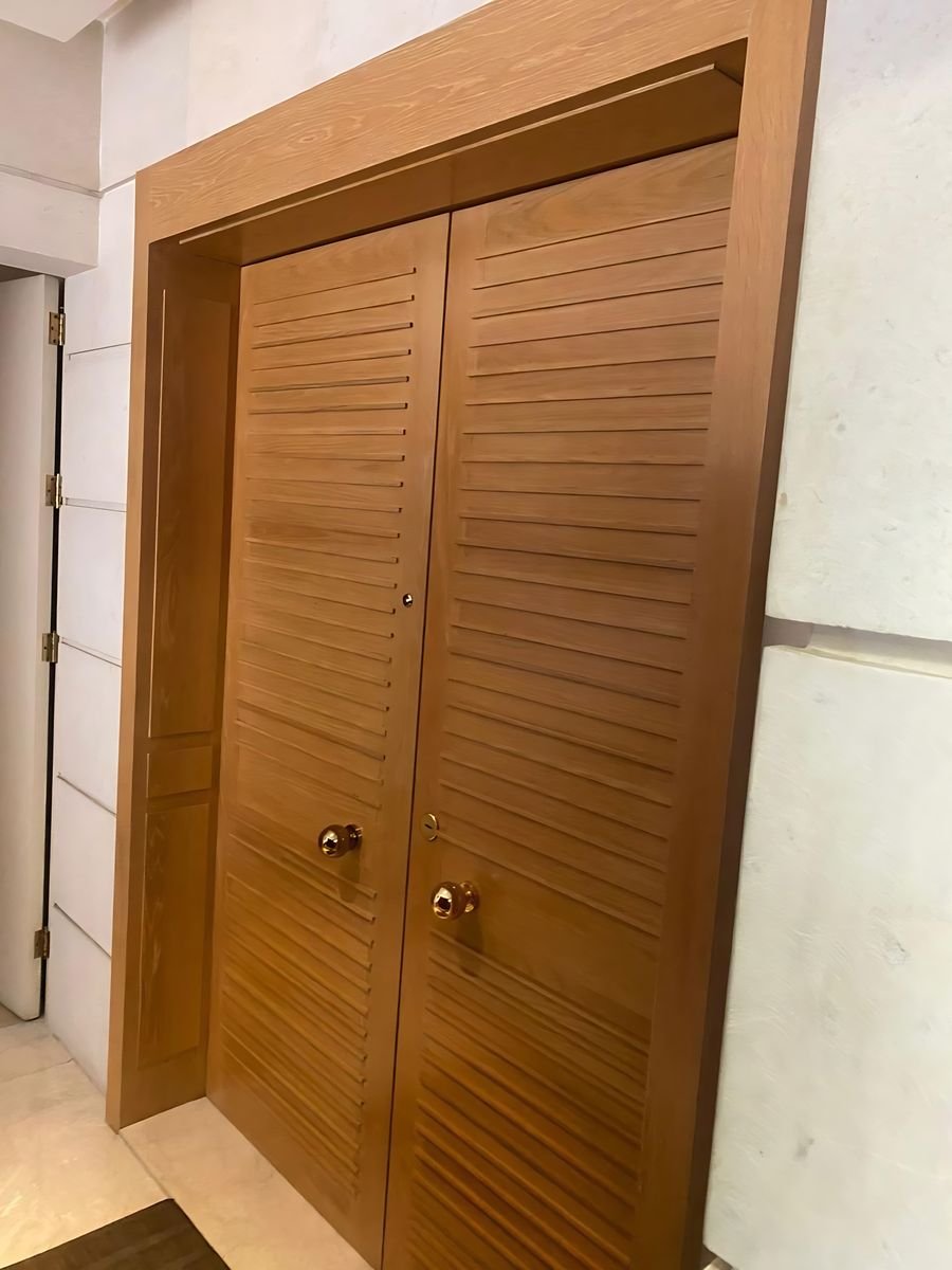 Walnut double entrance door