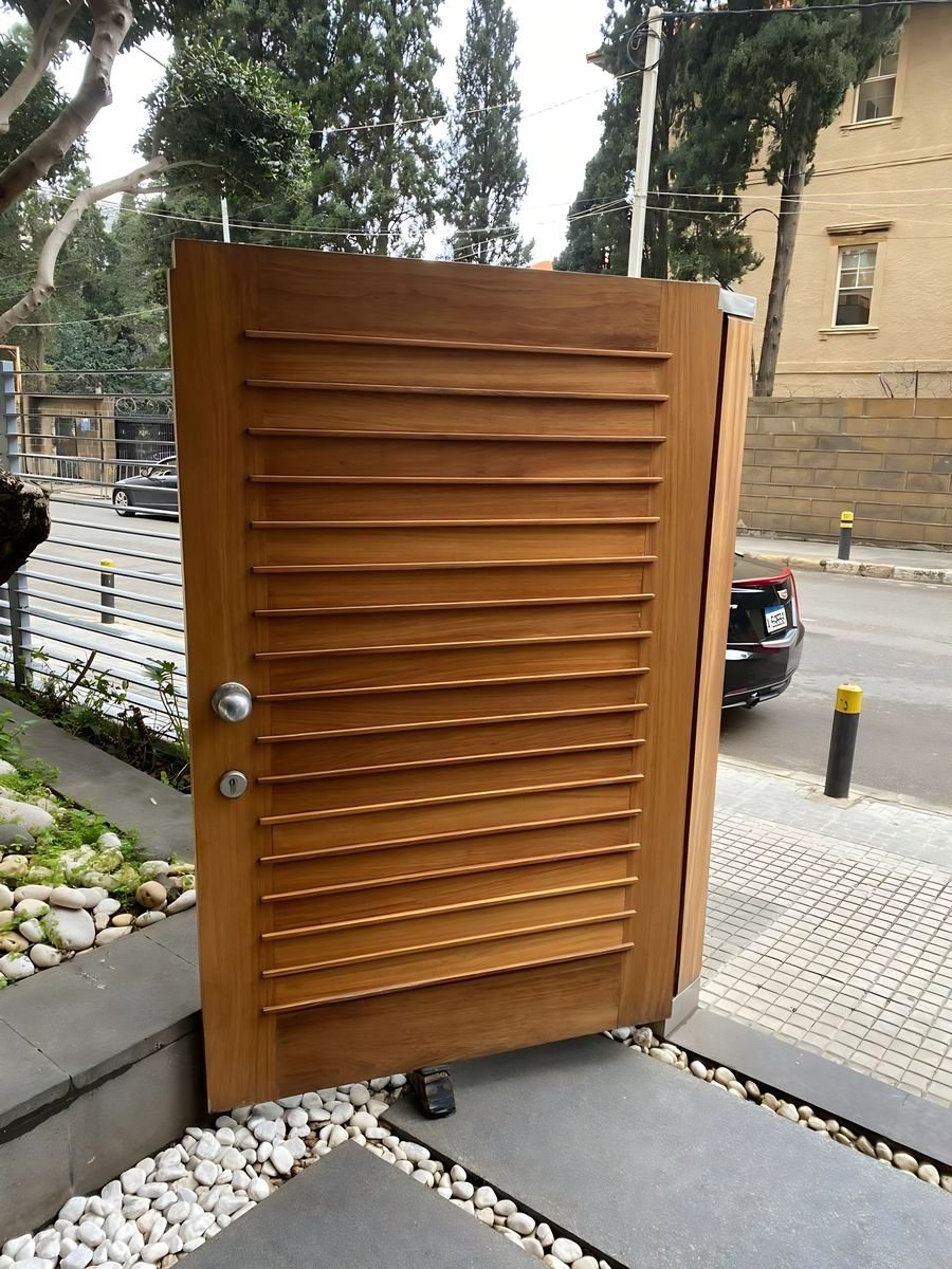 Slatted timber garden gate