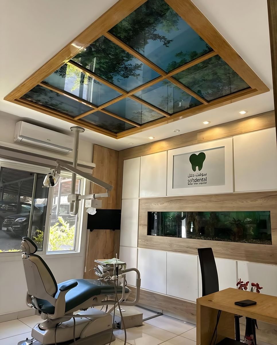 Dental clinic under a skylight ceiling