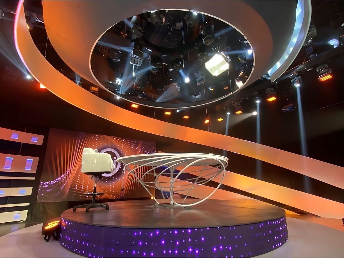 Television studio set, presenter stage